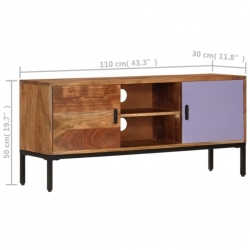 Szafka pod TV, miodowy brąz i szary, 110x30x50 cm, lita akacja