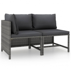 2-częściowa sofa ogrodowa z poduszkami, szara, polirattan