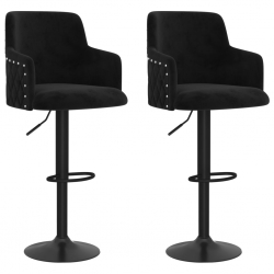 Stołki barowe, 2 szt., czarne, obite aksamitem