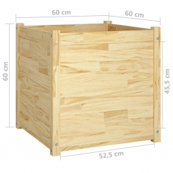 Donice ogrodowe, 2 szt., 60x60x60 cm, lite drewno sosnowe