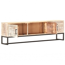 Szafka pod TV, biała, 140 x 30 x 45 cm, lite drewno akacjowe