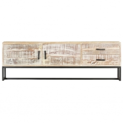Szafka pod TV, biała, 140 x 30 x 45 cm, lite drewno akacjowe