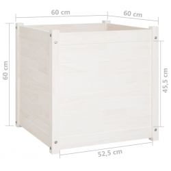 Donice ogrodowe, 2 szt., białe, 60x60x60 cm, drewno sosnowe