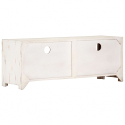Szafka pod TV z litego drewna akacjowego, 110x30x40 cm, biała