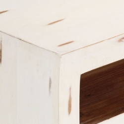 Szafka pod TV z litego drewna akacjowego, 110x30x40 cm, biała