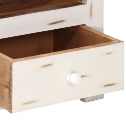 Szafka pod TV z litego drewna akacjowego, 110x30x40 cm, biała