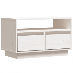 Szafka pod telewizor, biała, 60x35x37 cm, lite drewno sosnowe