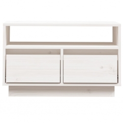 Szafka pod telewizor, biała, 60x35x37 cm, lite drewno sosnowe