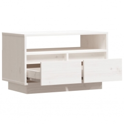 Szafka pod telewizor, biała, 60x35x37 cm, lite drewno sosnowe