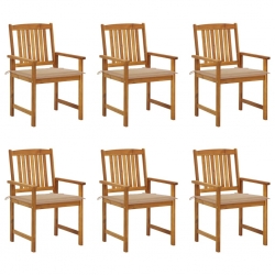 Krzesła ogrodowe z poduszkami, 6 szt., lite drewno akacjowe