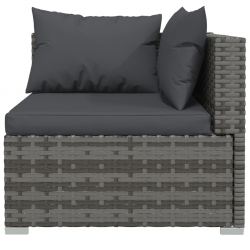 3-osobowa sofa z poduszkami, szara, polirattan
