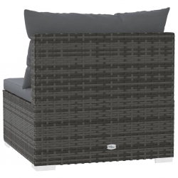 3-osobowa sofa z poduszkami, szara, polirattan