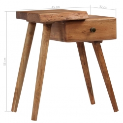Stolik nocny z litego drewna akacjowego, 45 x 32 x 55 cm