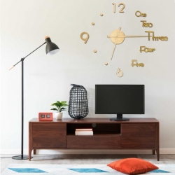 Zegar ścienny 3D, nowoczesny design, złoty, 100 cm, XXL