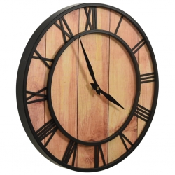 Zegar ścienny, 39 cm, brązowo-czarny, MDF i żelazo