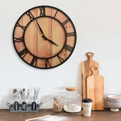 Zegar ścienny, 39 cm, brązowo-czarny, MDF i żelazo