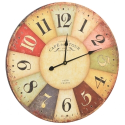 Zegar ścienny w stylu vintage, kolorowy, 60 cm