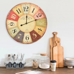 Zegar ścienny w stylu vintage, kolorowy, 60 cm