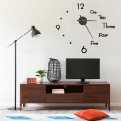 Zegar ścienny 3D, nowoczesny design, czarny, 100 cm, XXL