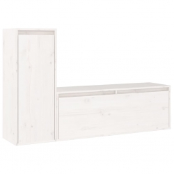 Szafki pod TV, 2 szt., białe, lite drewno sosnowe