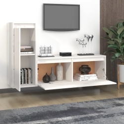 Szafki pod TV, 2 szt., białe, lite drewno sosnowe