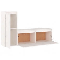 Szafki pod TV, 2 szt., białe, lite drewno sosnowe