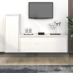 Szafki pod TV, 2 szt., białe, lite drewno sosnowe