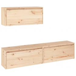 Szafki pod TV, 3 szt., lite drewno sosnowe