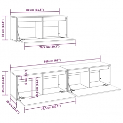 Szafki pod TV, 3 szt., lite drewno sosnowe