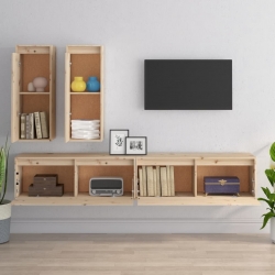 Szafki pod TV, 4 szt., lite drewno sosnowe