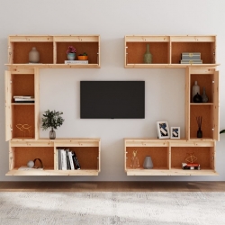 Szafki pod TV, 6 szt., lite drewno sosnowe