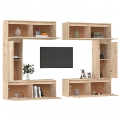 Szafki pod TV, 6 szt., lite drewno sosnowe