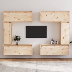 Szafki pod TV, 6 szt., lite drewno sosnowe