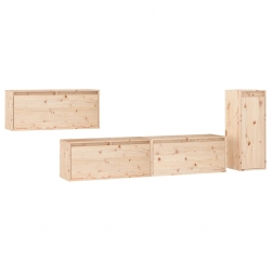 Szafki pod TV, 4 szt., lite drewno sosnowe