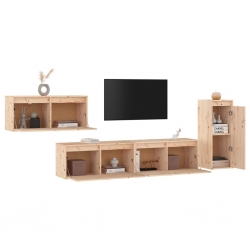 Szafki pod TV, 4 szt., lite drewno sosnowe