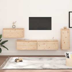 Szafki pod TV, 4 szt., lite drewno sosnowe