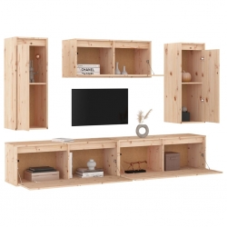 Szafki pod TV, 5 szt., lite drewno sosnowe