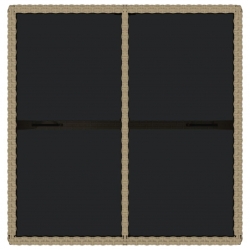 Stół ogrodowy, beżowy, 109x107x74 cm, polirattan i szkło