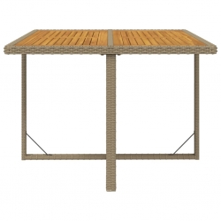 Stół ogrodowy, beżowy, 109x107x74 cm, polirattan i lita akacja