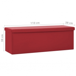 Składana ławka ze schowkiem, kolor winna czerwień, PVC