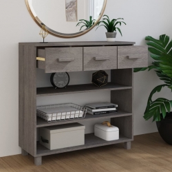 Stolik konsolowy, jasnoszary, 90x35x90 cm, lite drewno sosnowe