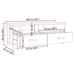 Szafka pod TV, ciemnoszara, 106x40x40 cm, lite drewno sosnowe