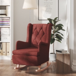 Fotel bujany z kauczukowymi nóżkami, czerwony, obity tkaniną