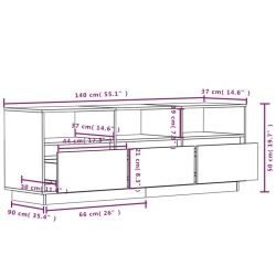 Szafka pod telewizor, 140x37x50 cm, lite drewno sosnowe