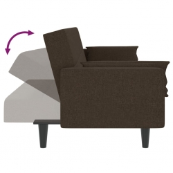 2-osobowa kanapa z 2 poduszkami, ciemnobrązowa, obita tkaniną