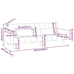 2-osobowa kanapa z 2 poduszkami, ciemnobrązowa, obita tkaniną