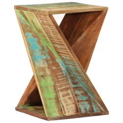 Stolik pomocniczy, 35x35x55 cm, lite drewno odzyskane