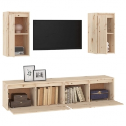 Szafki pod TV, 4 szt., lite drewno sosnowe
