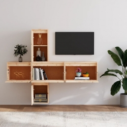 Szafki pod TV, 5 szt., lite drewno sosnowe