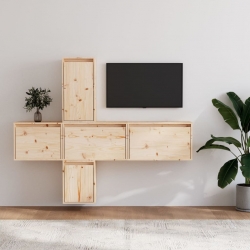 Szafki pod TV, 5 szt., lite drewno sosnowe